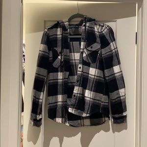 Plaid button down hoodie